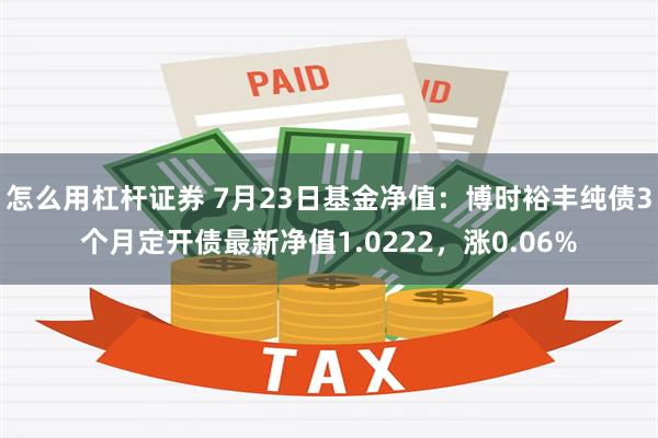 怎么用杠杆证券 7月23日基金净值：博时裕丰纯债3个月定开债最新净值1.0222，涨0.06%