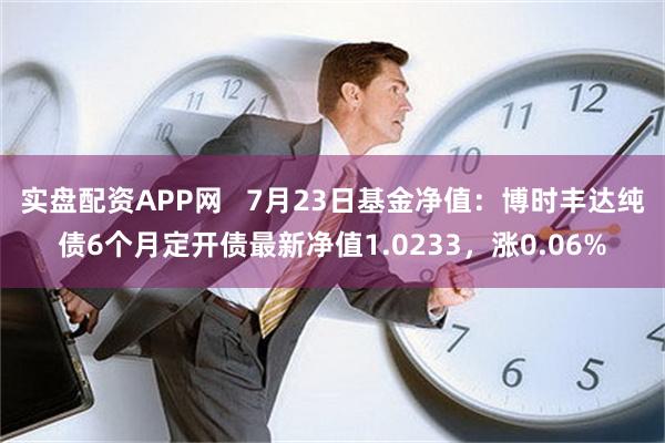 实盘配资APP网   7月23日基金净值：博时丰达纯债6个月定开债最新净值1.0233，涨0.06%