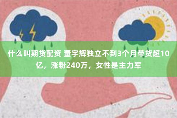 什么叫期货配资 董宇辉独立不到3个月带货超10亿，涨粉240万，女性是主力军