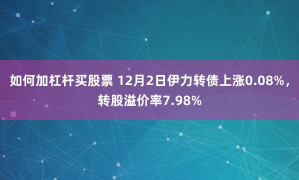 如何加杠杆买股票 12月2日伊力转债上涨0.08%，转股溢价率7.98%