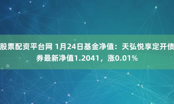 股票配资平台网 1月24日基金净值：天弘悦享定开债券最新净值1.2041，涨0.01%